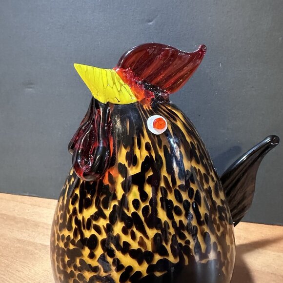 Vintage Hand Blown Art Glass Rooster Figurine Farmhouse  Vintage Hand Blown Art Glass Rooster Figurine Farmhouse Kitchen Decor 8\